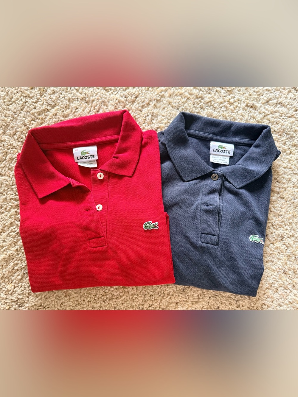 Vintage Lacoste Polo Shirt Bundle Women’s Size 40 Red Navy Cropped Set 2